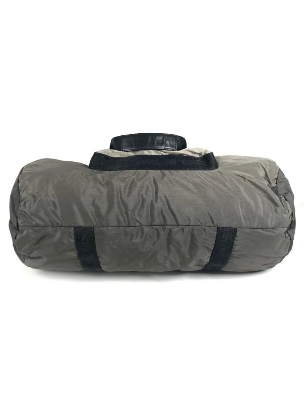 Chanel Boston Bag Logo Nylon Gray
